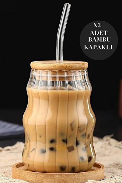 MİS KİTCHEN قطعتان من كالاباش الخيزران - كوكتيل وكوب قهوة بارد، زجاج بوروسيلي...