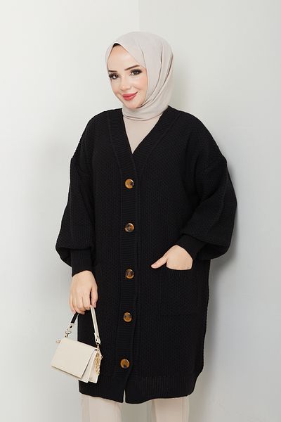 Pamuk Butik Γυναικεία Πλεκτή Ζακέτα με μπαλόνι με τσέπες