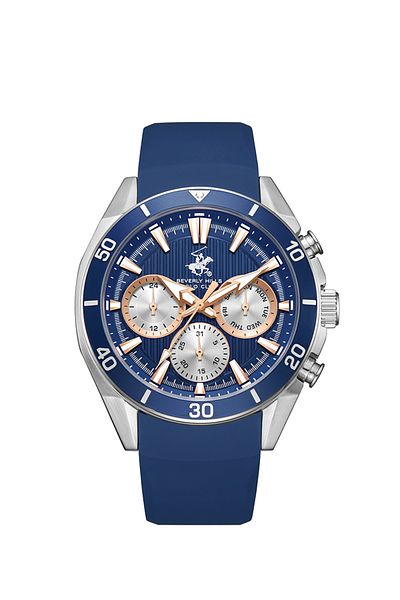 Beverly Hills Polo Club BEVERLY HILLS POLO CLUB BP3730X.399 Men Multi Function Display Watch & Silicone Strap Dark Blue