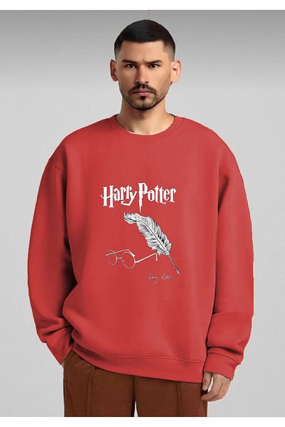 MAD COLLECTİON Unisex Women Men Harry Potter Printed Crew Neck Black Fleece Sweatshirt