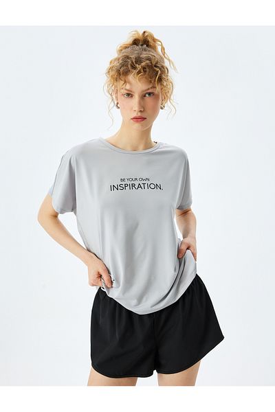 Koton Crew Neck Printed Relaxed Fit Short Sleeve Sports T-Shirt