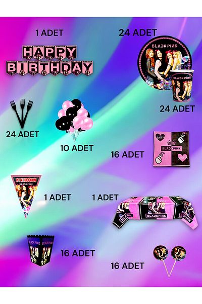 VibeHome Black Pink Themed Ultra Luxury Set for 24 - Birthday Party and Fun Events