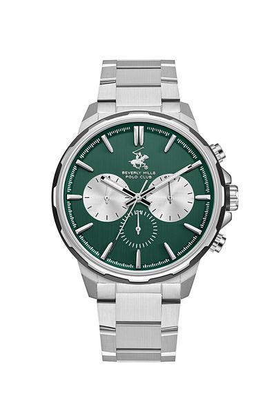 Beverly Hills Polo Club BEVERLY HILLS POLO CLUB BP3651X.370 Men Multi Function Display Watch & Metal Strap Silver