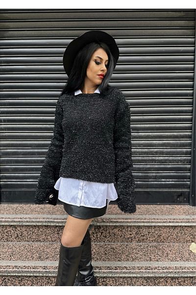 moneta boutique Pulover cu decolteu sclipitor pentru damă - auriu