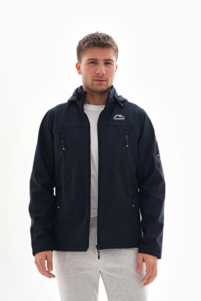 B.HE.Z Çıkartılabilen Fermuarlı Kapüşon Cepli İçi Polarlı Su Geçirmez Softshell Erkek Mont Lacivert