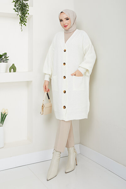 Pamuk Butik Γυναικεία Πλεκτή Ζακέτα με μπαλόνι με τσέπες