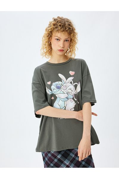 Koton Disney Licensed Stitch Printed Short Sleeve T-Shirt