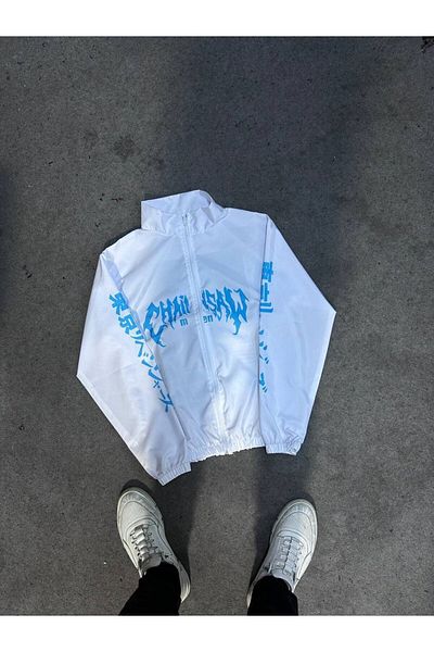 ModaTEKS Unisex Parachute Fabric Oversize εμπριμέ μαύρο αντιανεμικό αδιάβροχο αδιάβροχο ψηφιακής εκτύπωσης