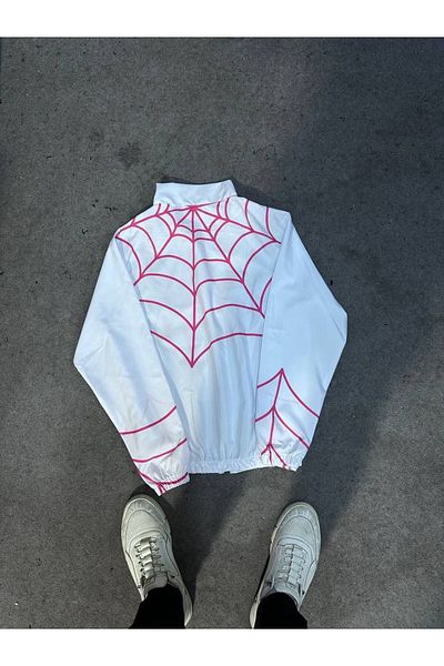 ModaTEKS Unisex Parachute Fabric Oversize εμπριμέ μαύρο αντιανεμικό αδιάβροχο αδιάβροχο ψηφιακής εκτύπωσης