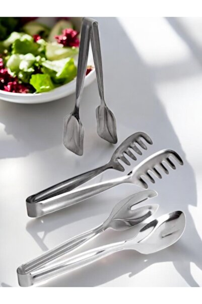 CocoVia Set of 3 Stainless Steel Tongs Pasta / Pastry / Salad - Serving Set