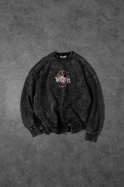 Slatra Ανδρικό φούτερ Anthracite Desire Washed Crew Neck Oversize