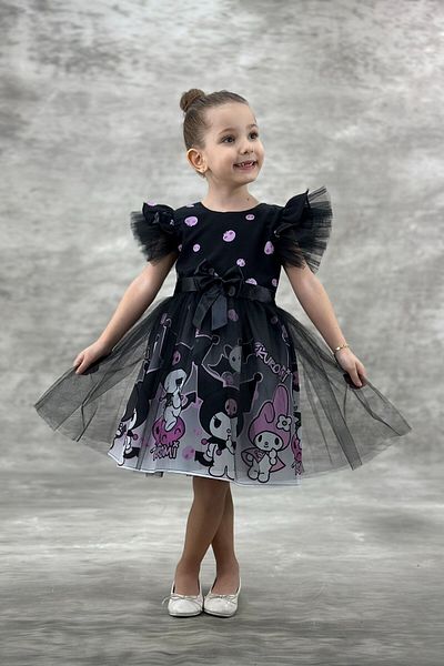 ABİYEKİDS Birthday Black Kuromi Children's Dress - Aby4481