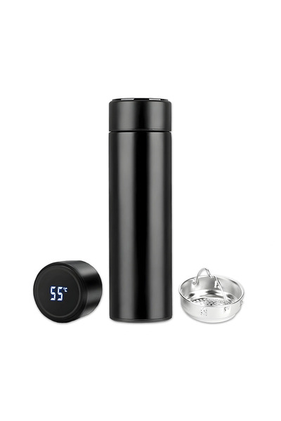 inkglo Siyah Dijital Led Sıcaklık Göstergeli Akıllı Termos Matara Kişiye Özel...