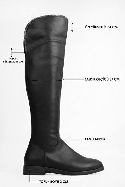 Shoeberry Női Toon fekete bőrű csizma, fekete bőr