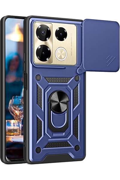 Rivor İnfinix Note 40 Pro İçin Kılıf Kamera Sürgülü Standlı Yüzüklü Darbe Emi...
