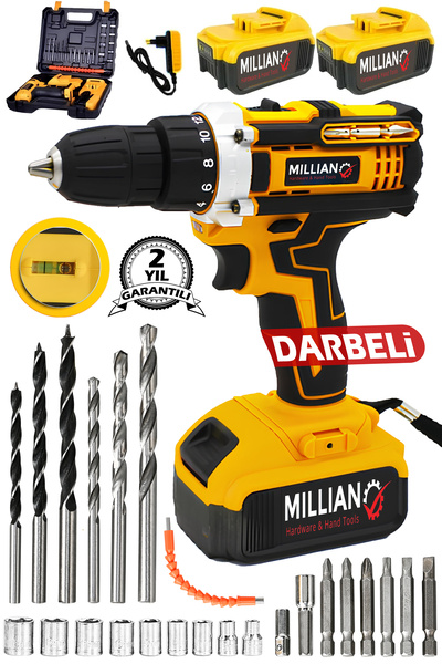 Millian 58 V 5 Ah 10 mm 5 Pilli Led Işıklı ''Darbeli'' Şarjlı Yedek Çift Akül...