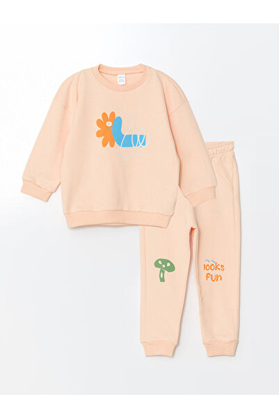 LC Waikiki Bedruckter Baby-Jungen-Trainingsanzug mit Rundhalsausschnitt