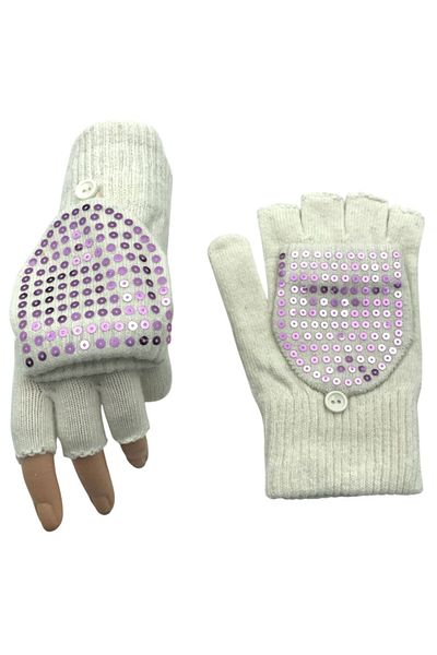 AXE SPORTSWEAR Winter Knitwear Gloves Glove - Big Toe Closed, Four Finger Cutout, Fingerless Button Sequin