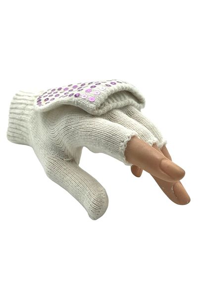 AXE SPORTSWEAR Winter Knitwear Gloves Glove - Big Toe Closed, Four Finger Cutout, Fingerless Button Sequin