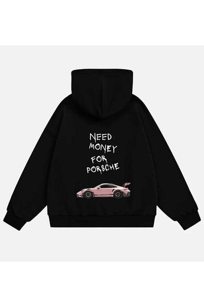 FULL TOLERANCE Porsche Printed Unisex Oversize Hooded Fleece Sweatshirt