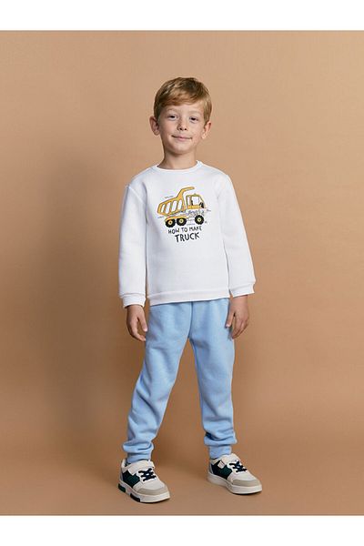 LC Waikiki Lcw Printed Boys Sweatshirt and Sweatpants Bottom 2-Piece Fast Fashion