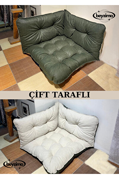 beyzima Yer Minderi Çift Taraflı Köşe Minder Renkli Minder