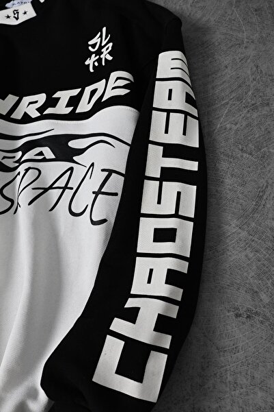 Slatra Ανδρικό φούτερ με στάμπα Deathride με λαιμόκοψη σε μαύρο χρώμα