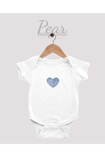 Pear Wear 100% Cotton Blue Heart Printed Bodysuit for Baby Boy - 1 Month, 3 Months, 6 Months, 9 Months