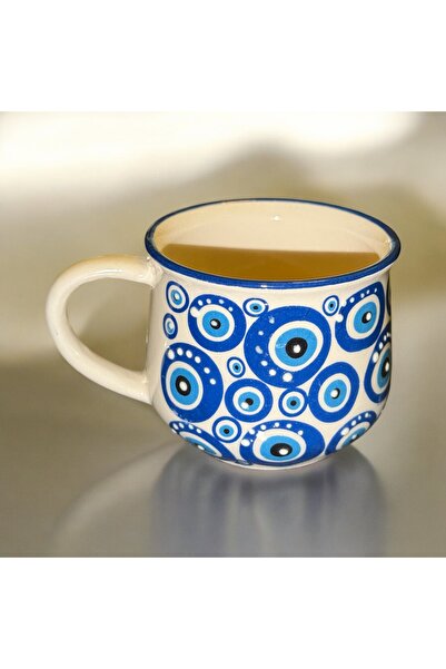 naturalife Handmade Blue Rings Pattern Ceramic Mug - Simplicity and Elegance Together