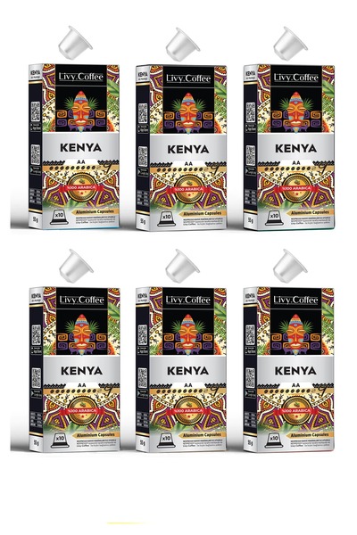 Livy Coffee نسبريسو ®   متوافق مع 60 كبسولة قهوة كينيا من الألومنيوم
