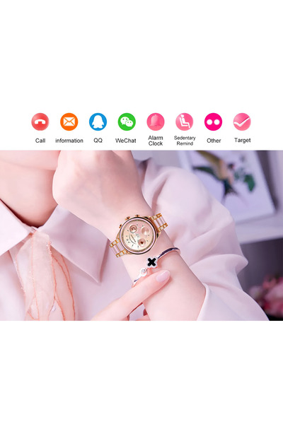 Şıktek Gold Diamond G11 Kadın Akıllı SaatNFC-GPS-Siri-ios-Android Uyumlu-Üç K...