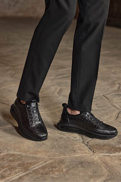 Vantaggio Pantofi sport casual pentru bărbați Taiwo Black 100% piele naturală