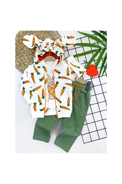 Narnuga Mi̇rayli̇fe 9-12-18-24 Months Baby Boy Set with Carrot Ears and Hoode...