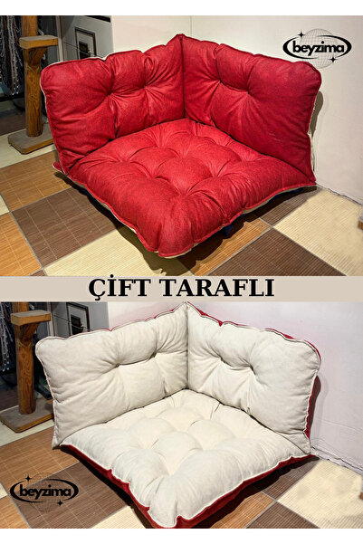 beyzima Yer Minderi Çift Taraflı Köşe Minder Renkli Minder