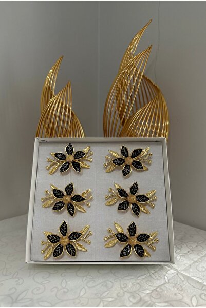 USD HOME Set of 6 Daisy Model Enameled Serving Napkin Rings