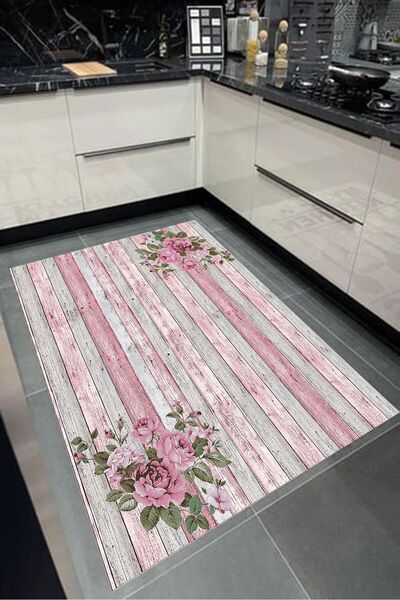 Carmine Carpet Dijital Baskılı Dekoratif Yıkanabilir Kaymaz Taban Mutfak Halısı