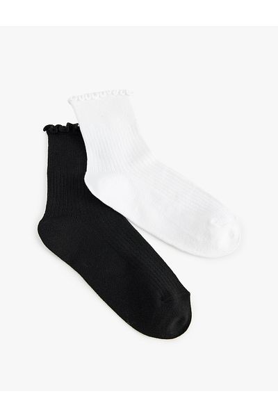 Koton Set of 2 Ruffle Detailed Multicolored Socks