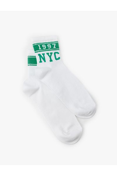 Koton Κάλτσες τένις Slogan Printed Cotton Blend Socket