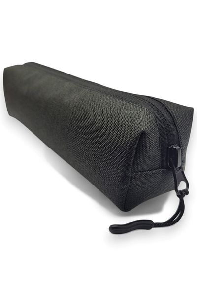 FİYPER Black Linen Pattern Pen Holder Medium Size Pencil Case