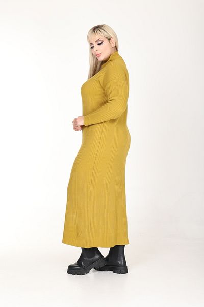 MJORA Πλεκτό φόρεμα Oil Green Half Turtleneck