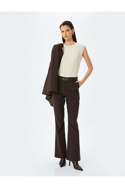 Koton Crew Neck Sleeveless Pleated T-Shirt