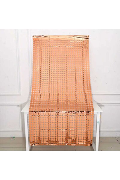 PARTİ AŞKI Metalik Rose Gold Renk Arka Fon Pul Desen Kapı Perdesi & 100x200cm