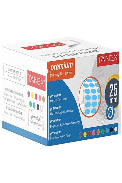 Tanex Dot Label 25 Mm Blue 2500 Pieces Single Box