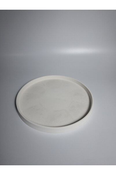 manos expertas natural & handmade products Beyaz Beton Yuvarlak Sunum Tepsisi...