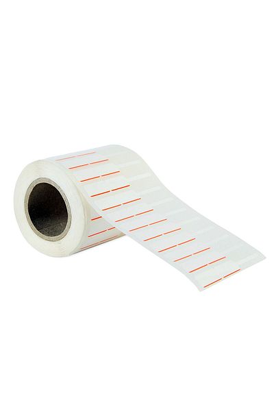 LABEL WORLD Aysan Sticker Blank Adhesive Jeweler's Tag Red Color Stripes P.P Opaque 72mm X 10mm