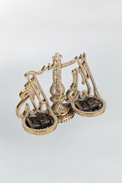 Güncel Vitrin Zirkon Taşlı Adalet Terazisi Biblo 19*14 cm