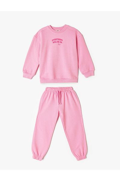 Koton 2-Piece Raster Tracksuit Set - Sweatshirt and Bottoms