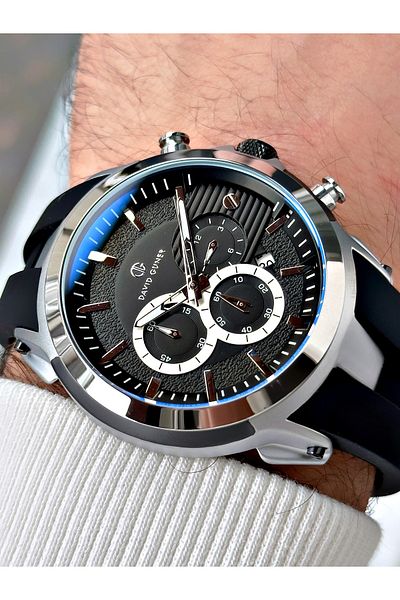 DAVID GUNER Men's Wrist Watch with Black Silicone Cord Function 8655B