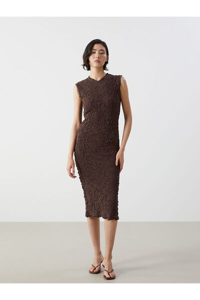 LC Waikiki Damen-Strickkleid mit Rundhalsausschnitt – W4LK01Z8