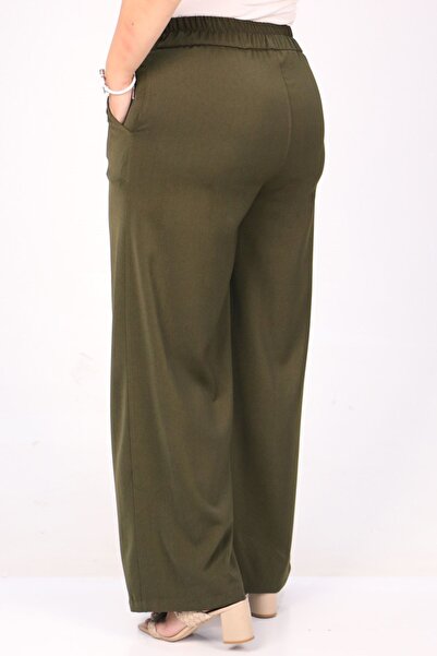 Eslina 39037 Plus Size Aspen Elastic Waist Trousers - Khaki